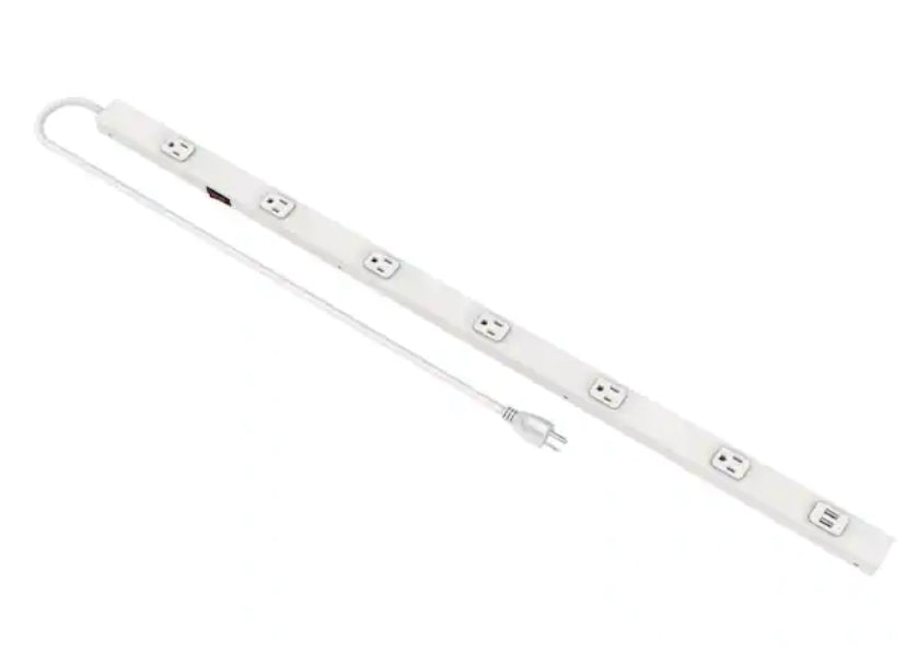 6-Outlet 2 USB Power Strip, White