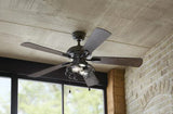 Ellard 52 in. LED Indoor Matte Black Ceiling Fan with Light