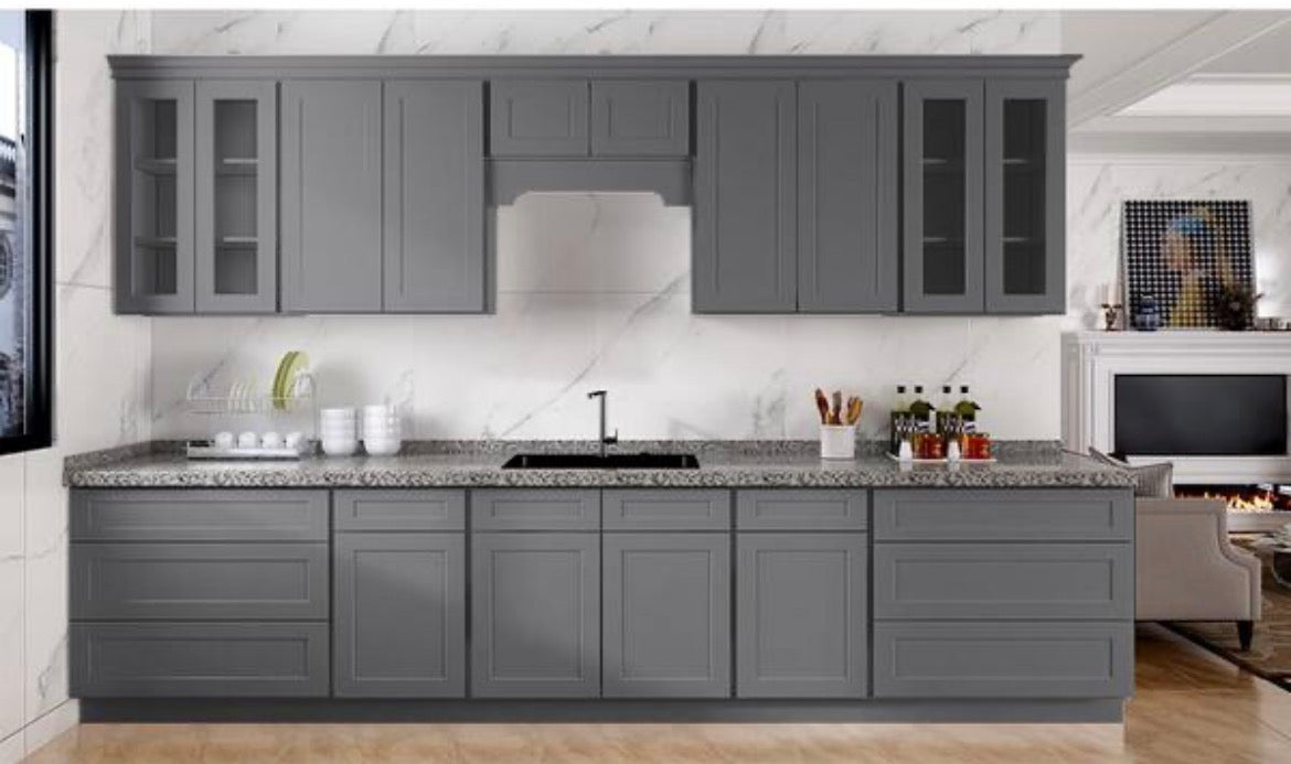 36-in W X 24-in D X 34.5-in H in Shaker Grey Plywood Ready to Assemble Floor Sink Base Kitchen Cabinet