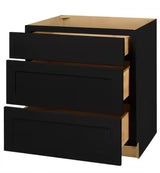 Avondale 30 in. W x 24 in. D x 34.5 in. H Ready to Assemble Plywood Shaker Drawer Base Kitchen Cabinet in Raven Black