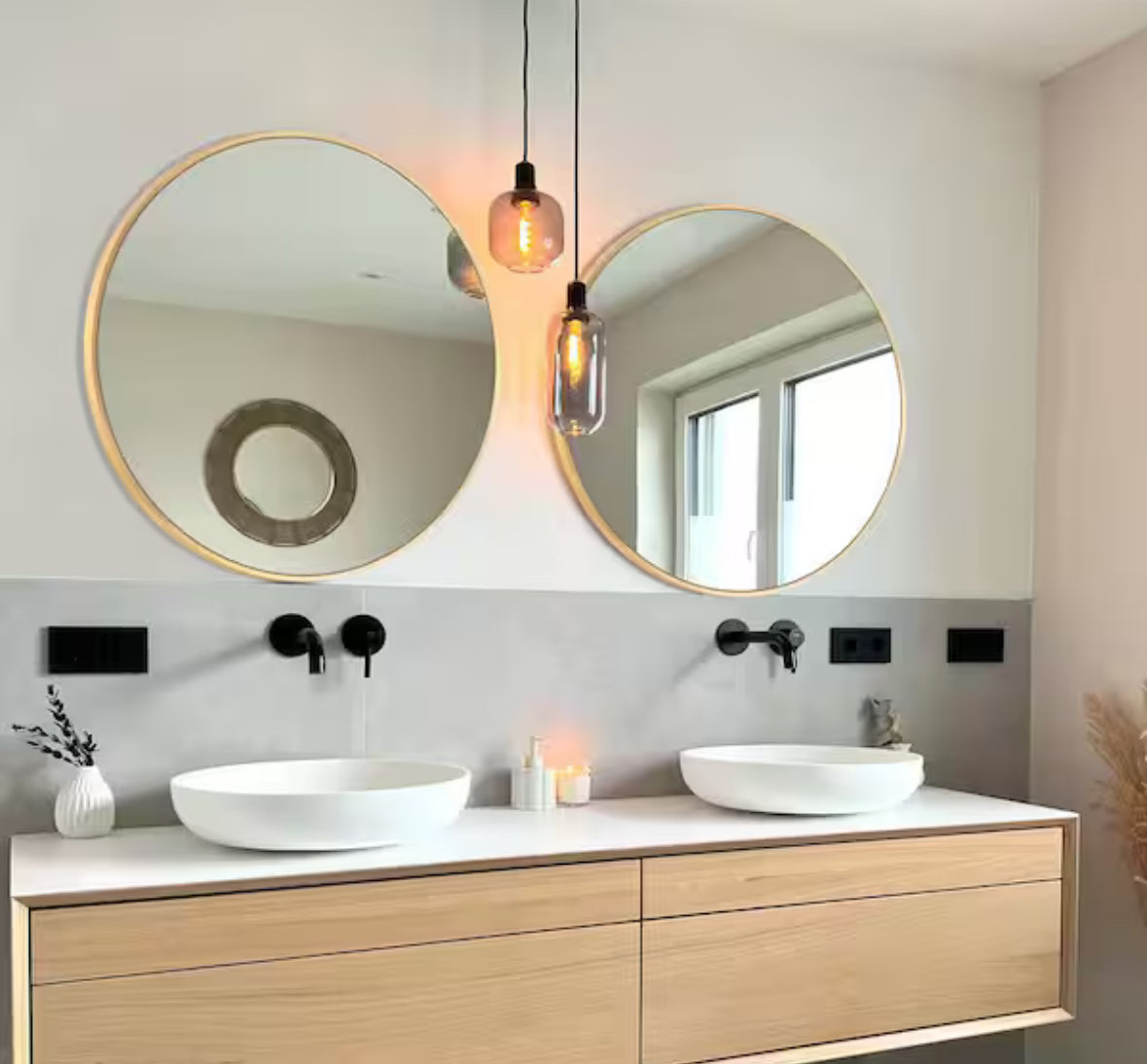 36 in. W x 36 in. H Gold Vanity Round Wall Mirror Aluminum Alloy Frame Bathroom Mirror