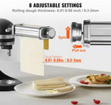 Stainless Steel Pasta Roller Cutter Attachment KitchenAid Stand Mixer 8 Adjustable Thickness Knob Pasta Maker (1-Pieces)