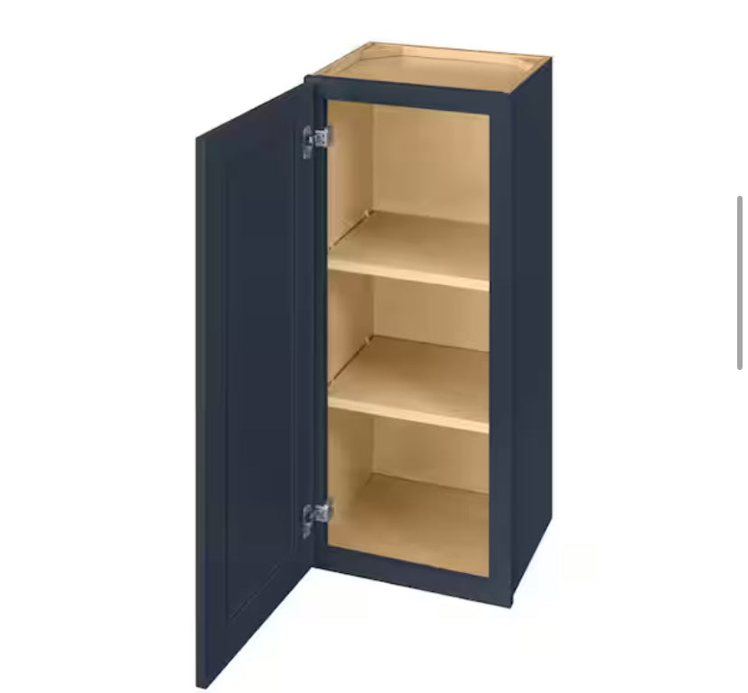 Avondale 15 in. W x 12 in. D x 36 in. H Ready to Assemble Plywood Shaker Wall Kitchen Cabinet in Ink Blue