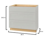 Avondale Shaker Dove Gray Ready to Assemble Plywood 36 in Drawer Base Cabinet (36 in W x 24 in D x 34.5 in H)
