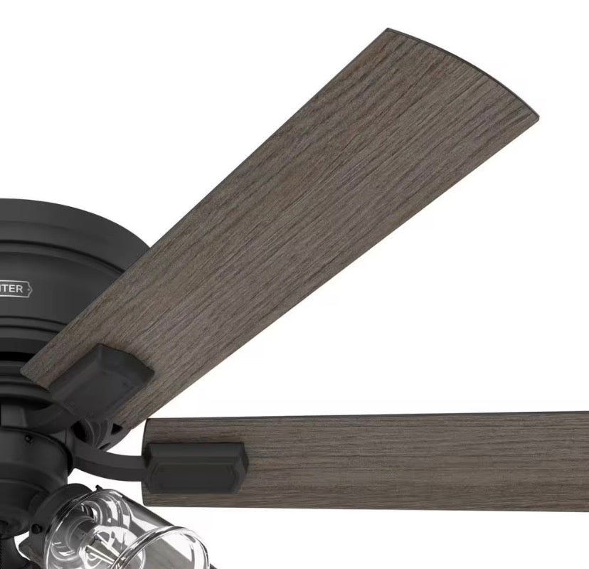 Alvarado 52 in. Indoor Matte Black Low Profile Standard Ceiling Fan with LED Lights Included