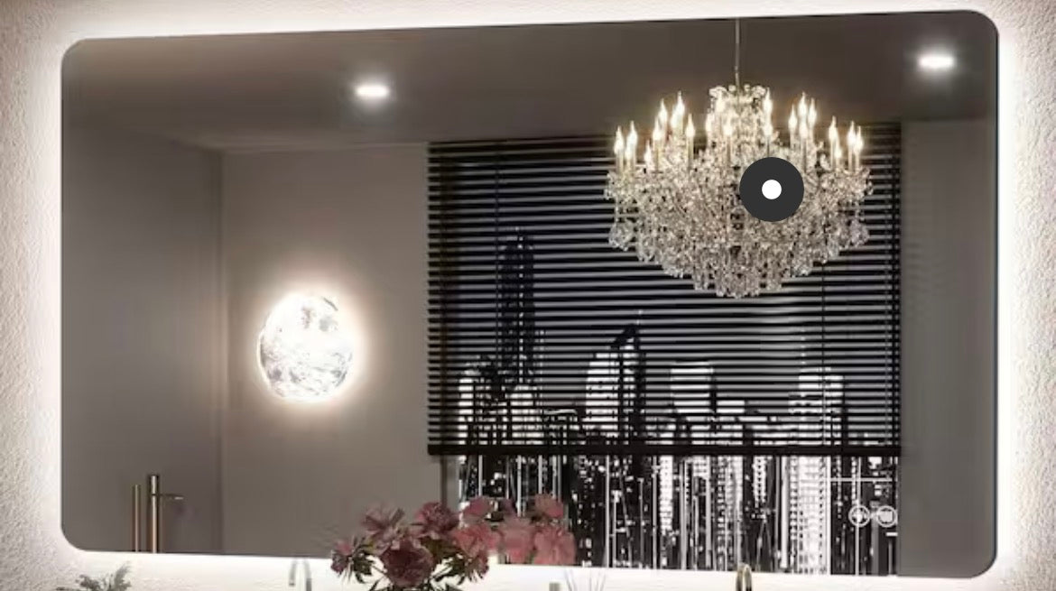 35.9 in. W x 59.9 in. H Rectangular Frameless LED Adjustable Backlit Large Area Anti-Fog Wall Mount Bathroom Mirror