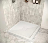 DT-2239-118 34 in. L x 34 in. W Corner PP Shower Pan Base in Glossy White With Center Drain, Drain Included