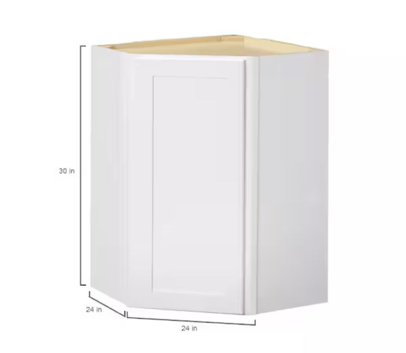 Avondale Shaker Alpine White Ready to Assemble Plywood 24 in Wall Corner Kitchen Cabinet (24 in W x 30 in H x 24 in D)