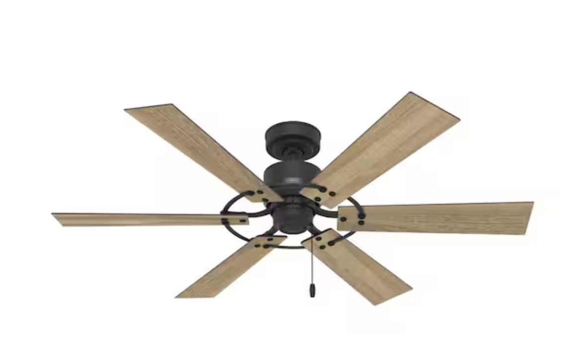 Barrel 52 in. Indoor/Outdoor Matte Black Ceiling Fan Included For Patios or Bedrooms