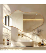 20 in. W x 36 in. H Irregular Gold Aluminum Alloy Framed Asymmetrical Wall Mirror