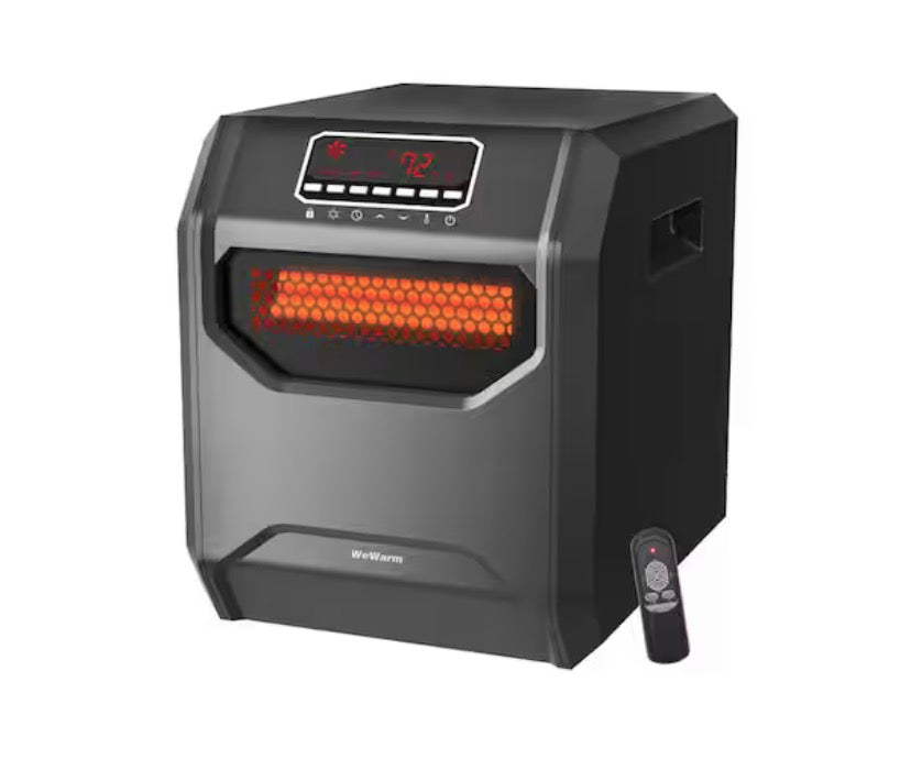 Electric 6 Element Infrared Space Heater Black Plastic