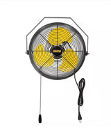 HICFM 12 in. 2500 CFM Yellow Wall Mounted Fan, 3-Speed High Velocity, IP44 Motor for Garage, Barn, Warehouse Use