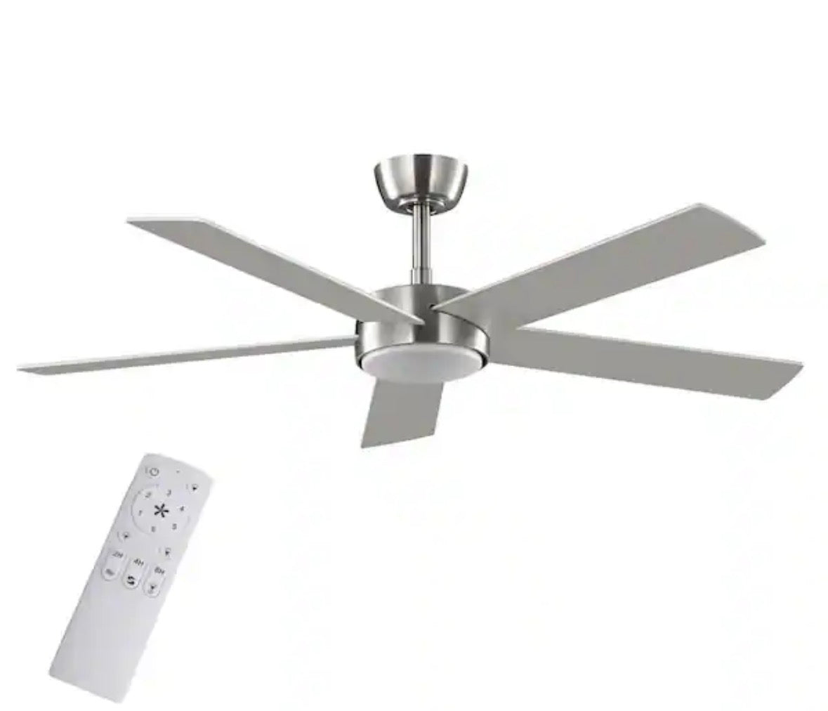 Benning 52 in. Indoor Brushed Nickel Downrod Ceiling Fan with Adjustable White Light LED and Remote Control Included