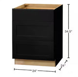 Avondale 24 in. W x 24 in. D x 34.5 in. H Ready to Assemble Plywood Shake Drawer Base Kitchen Cabinet in Raven Black