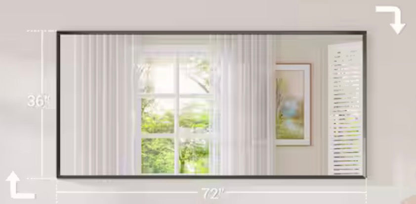 36 in. H x 72 in. W Rectangle Aluminum Framed Mirrors for Bathroom Wall, Brushed Black