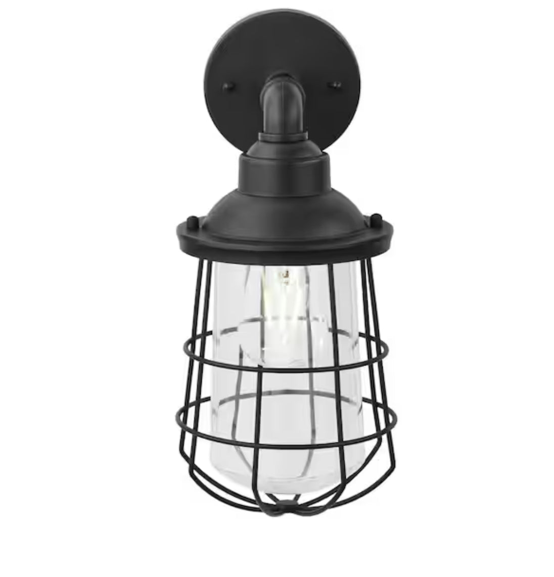 13.48 in. 1-Light Black Hardwired Nautical Outdoor Wall Light Lantern Sconce with No Bulb Included