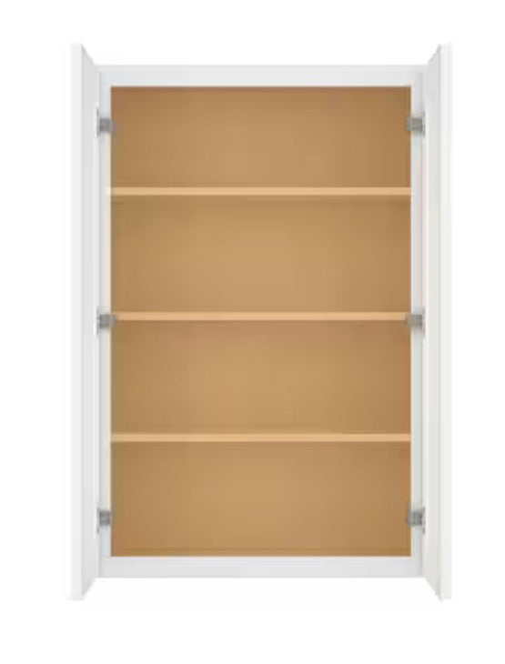 Easy-DIY 27 in. W x 12 in. D x 42 in. H Ready to Assemble Wall Kitchen Cabinet in Shaker White 2-Door-3 Shelves