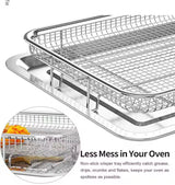 Oven Air Fryer Basket and Tray Set, 15.6in. Stainless Steel Baking Tray, Oil Drip Tray for Baking Grilling