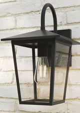 Rosebrook 16 in. 1-Light Black Outdoor Hardwired Wall Lantern Sconce with Clear Glass Shade
