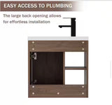 20 in. W x12 in. D x 21.6 in. H Single Sink Floating Bath Vanity in Walnut with White Resin Top and Faucet Drain Set