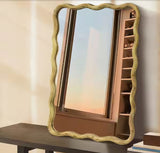 20 in. W x 30 in. H Rectangle Burlywood Framed Wavy Wall Mirror