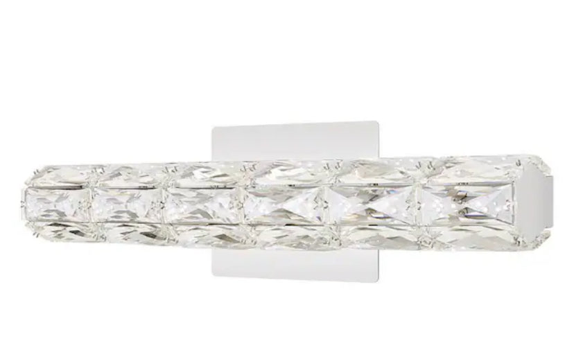 Keighley 18 in. Integrated LED Chrome Bathroom Vanity Light Fixture with Crystal Shade