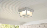 360° Square 4-Light White Motion Sensing Outdoor Flush Mount