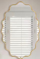 24 in. W x 36 in. H Oval Gold Aluminum Alloy Framed Scalloped Wavy Wall Mirror