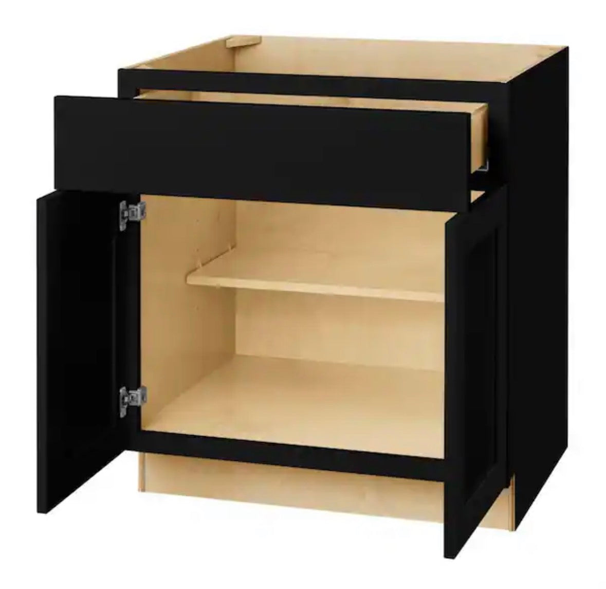 Avondale 30 in. W x 24 in. D x 34.5 in. H Ready to Assemble Plywood Shaker Base Kitchen Cabinet in Raven Black