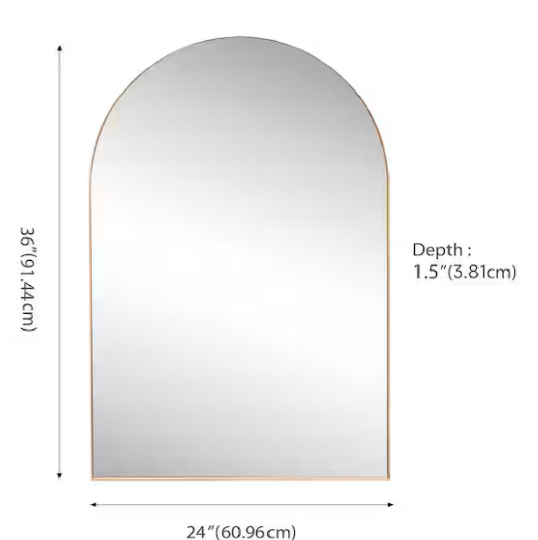 Elodie 24 in. W x 36 in. H Medium Arched Metal Framed Wall Mounted Mirror, Gold