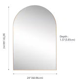 Elodie 24 in. W x 36 in. H Medium Arched Metal Framed Wall Mounted Mirror, Gold