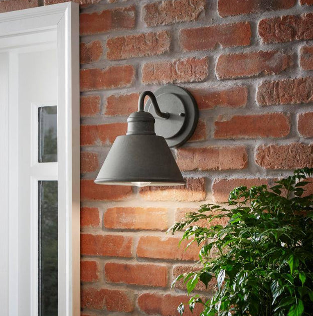 9.5 in. 1-Light Zinc Barn Outdoor Wall Light Sconce Lantern