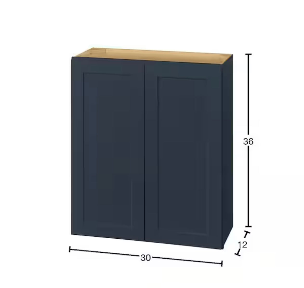 Avondale Shaker 30 in. W x 36 in. H x 12 in. D Wall Cabinet in Blue