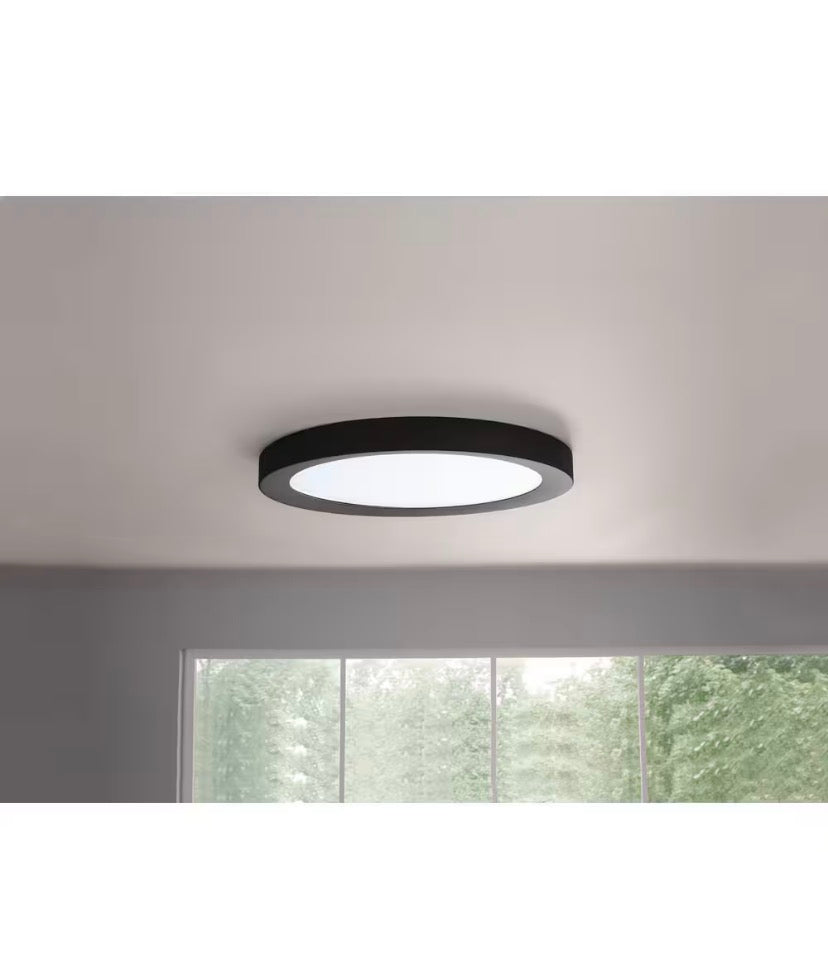 Calloway 15 in. Matte Black Selectable LED Flush Mount