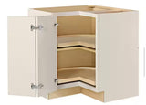 Leyton 32 in. W x 32 in. D x 34.5 in. H Ready to Assemble Plywood Slim Shaker Lazy Susan Corner Cabinet in Antique White