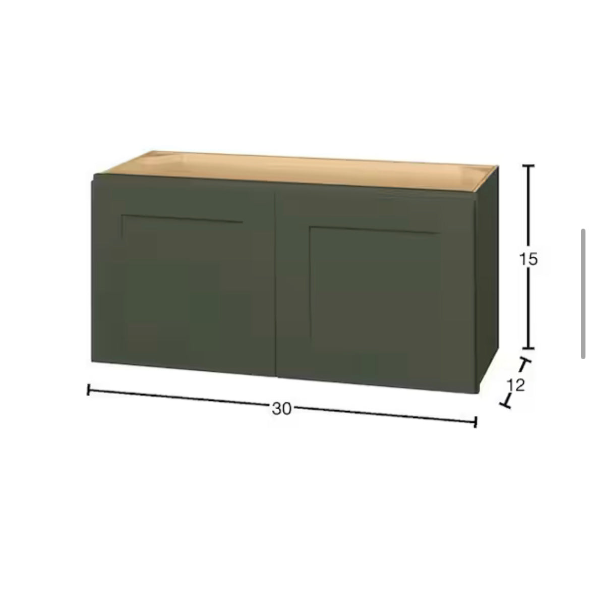 Avondale 30 in. W x 12 in. D x 15 in. H Ready to Assemble Plywood Shaker Wall Bridge Kitchen Cabinet in Fern Green