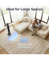 48 in. 12-Speed Oscillating Tower Fan in Gray, Quiet Operation, DC Motor, Remote Control and 12-Hour Timer, 12 in. Dia