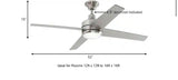 Mercer 52 in. LED Indoor Brushed Nickel Ceiling Fan with Light Kit and Remote Control