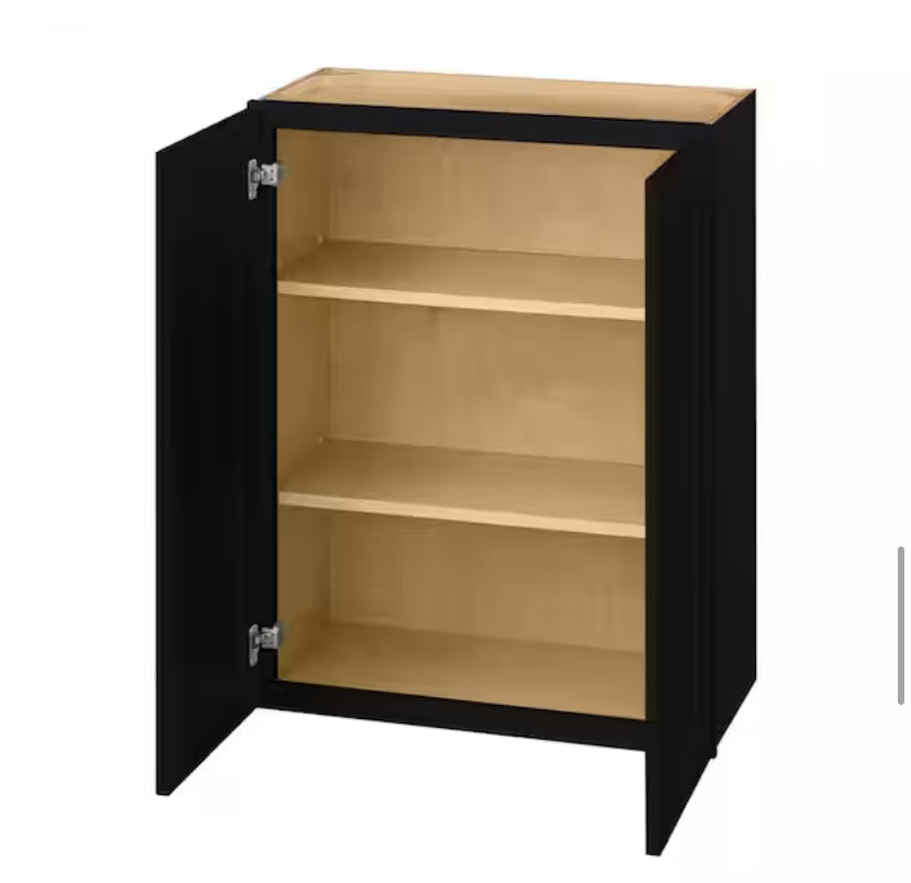 Avondale 27 in. W x 12 in. D x 36 in. H Ready to Assemble Plywood Shaker Wall Kitchen Cabinet in Raven Black