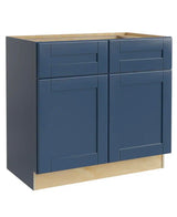 Richmond Valencia Blue Plywood Shaker Ready to Assemble Sink Base Kitchen Cabinet Sft Cls 36 in W x 24 in D x 34.5 in H