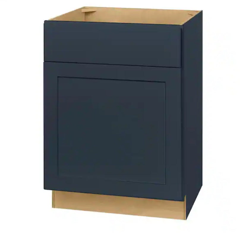 Avondale 24 in. W x 21 in. D x 34.5 in. H Ready to Assemble Plywood Shaker Sink Base Bath Cabinet in Ink Blue