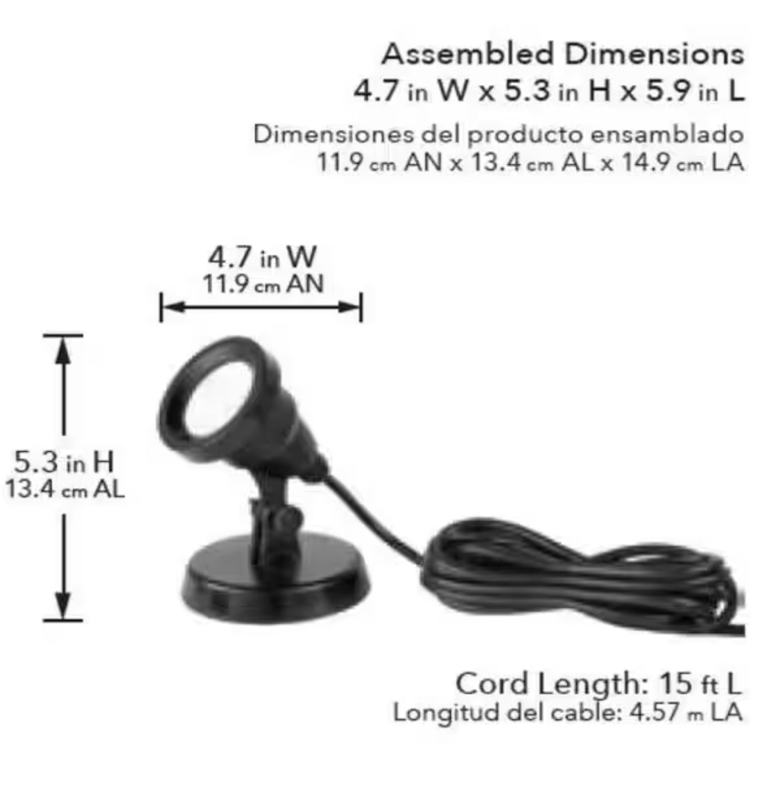 1-Light Integrated LED Black Low Voltage Pond Light