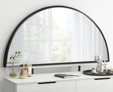 16 in. W x 32 in. H Half Circle Black Aluminum Alloy Framed Decorative Wall Mirror