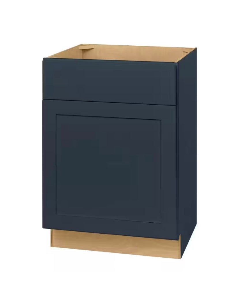 Avondale 24 in. W x 21 in. D x 34.5 in. H Ready to Assemble Plywood Shaker Sink Base Bath Cabinet in Ink Blue