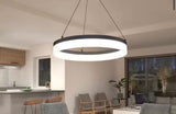 Optical Ring 30-Watt 1-Light Modern Black 3CCT Integrated LED Hanging Pendant Light Fixture for Dining Room or Kitchen