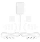 Two 8 ft. Ultra-Thin Electrical Outlet Cover with Side-by-Side 3-Outlet Power Strips and Cord Management Kit
