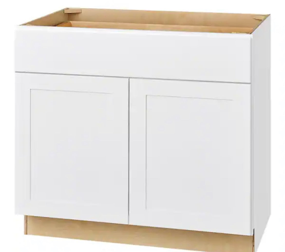 Avondale Shaker Alpine White Ready to Assemble Plywood 36 in Base Kitchen Cabinet (36 in W x 34.5 in H x 24 in D)