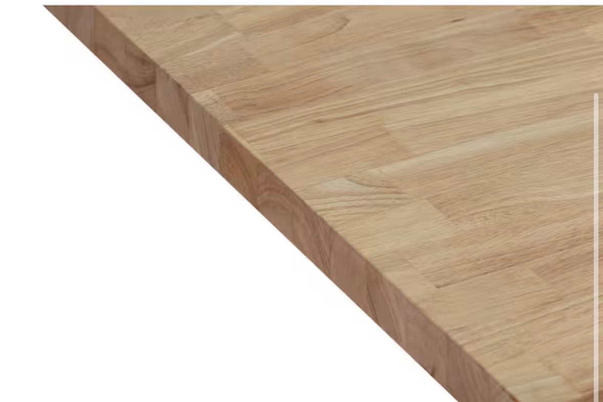 4 ft. L x 25 in. D Unfinished Hevea Solid Wood Butcher Block Countertop With Square Edge