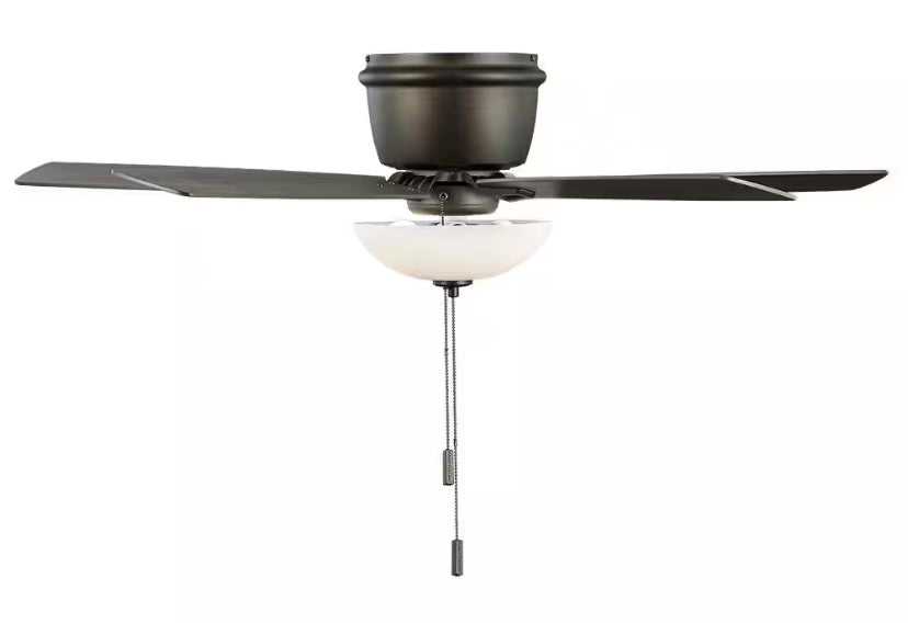 Melrose 52 in. Indoor LED Hugger Bronze Dry Rated Ceiling Fan with Light Kit and 5 Reversible Blades
