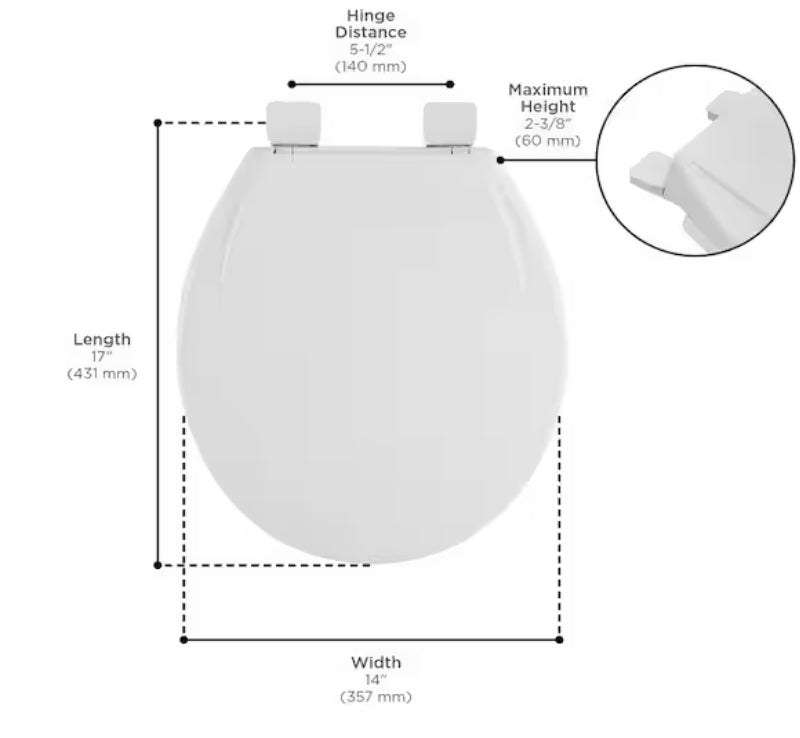 Champion Slow-Close Round Closed Front Toilet Seat in White